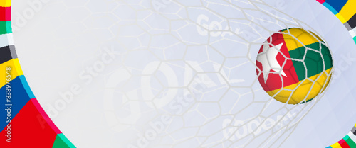 Celebration Goal for Togo football team in colorful design. Perfect for illustrating soccer success, international football tournaments, and sports-themed promotions.