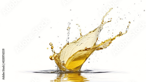 Water splash yellow color isolated o white background
