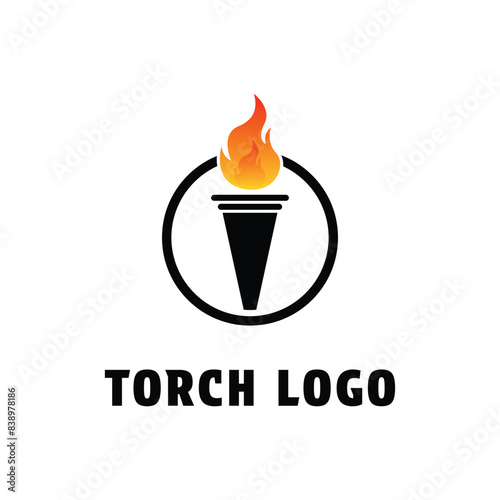 Torchlight Fire Flame Torch logo design with circle concept idea