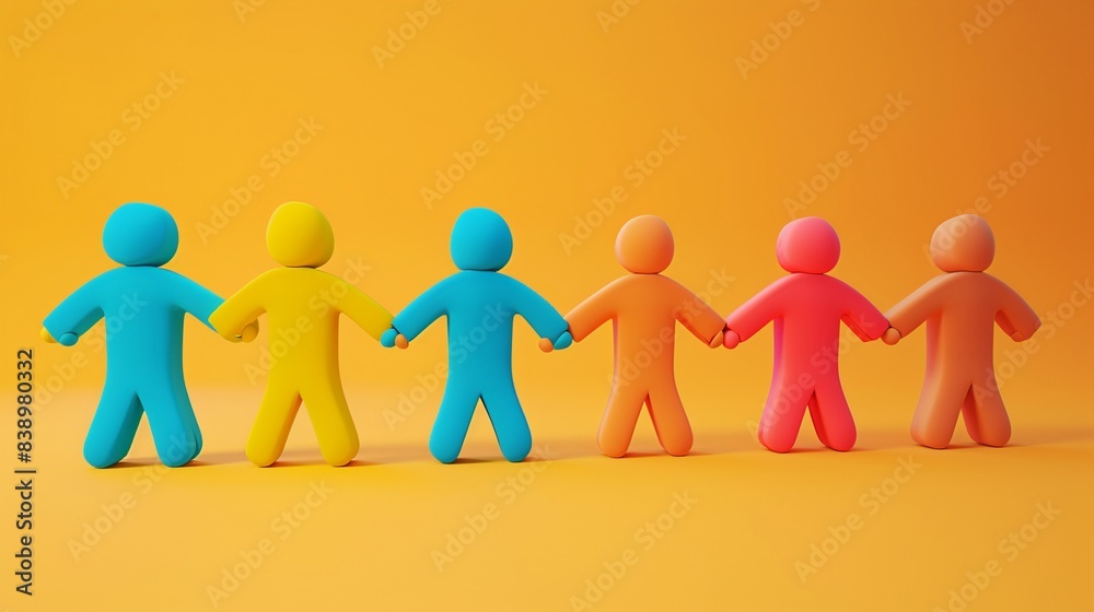Minimalist 3D cartoon of a dynamic team building activity, concept of teamwork, vibrant colors Minimalist 3D cartoon of a dynamic team building activity, concept of teamwork, vibrant colors
