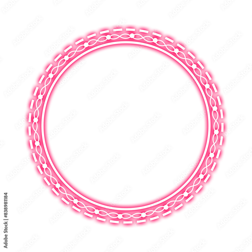 pink stitch circle frame dot and wave light neon pink stitch circle frame dot and wave light neon