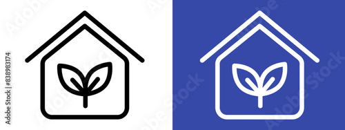 Eco house icon logo set vector