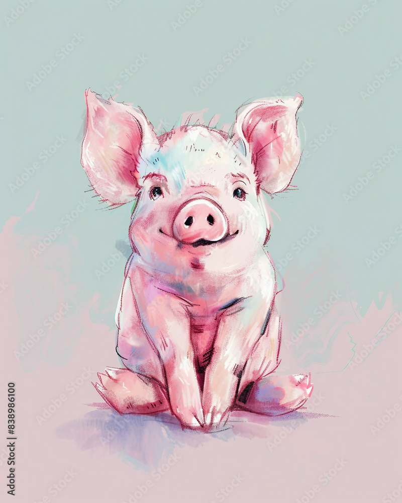 Stock Illustration of Cute Animals: Chick, Fawn, Foal, Calf, Piglet, Duckling in Soft Pastel Colors - Minimalist Symmetrical Full-Body Cartoon Drawings for Nursery Art and Kid-Friendly Decor Stock Illustration of Cute Animals: Chick, Fawn, Foal, Calf, Piglet, Duckling in Soft Pastel Colors - Minimalist Symmetrical Full-Body Cartoon Drawings for Nursery Art and Kid-Friendly Decor