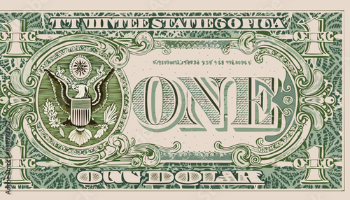 USD one dollar bill Bucks. Finance concept.  vector illustrations
