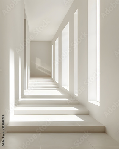 Empty white room with lights and shadows mock up