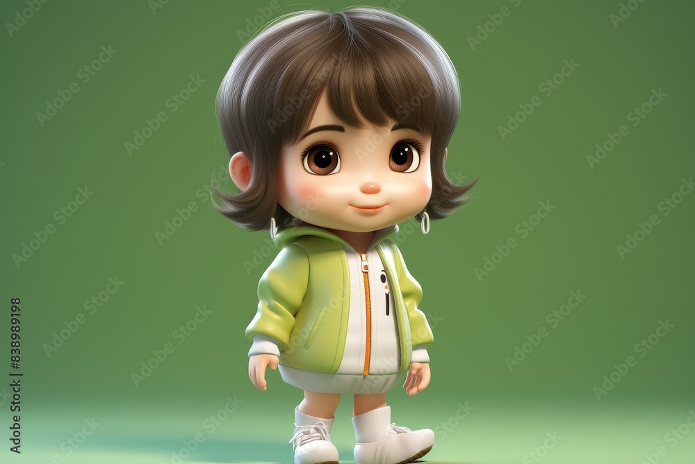 Adorable cartoon character of a little girl brought to life through skillful rendering. Adorable cartoon character of a little girl brought to life through skillful rendering.