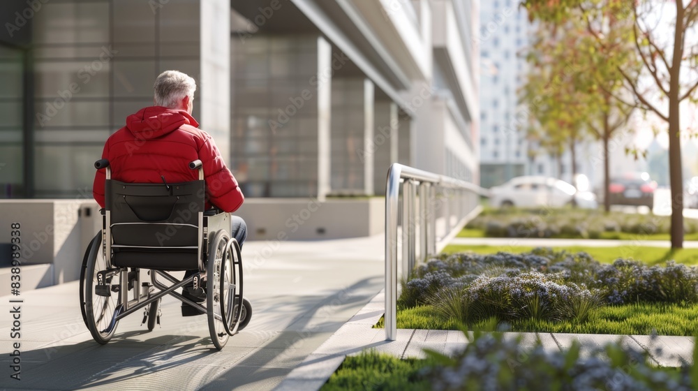 Obraz premium The Elderly Man in Wheelchair