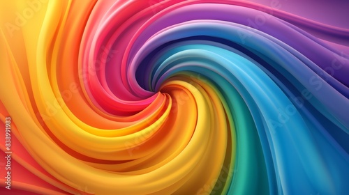 A colorful swirl of fabric with a rainbow background  AI