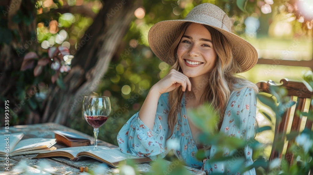 Obraz premium The woman in summer garden