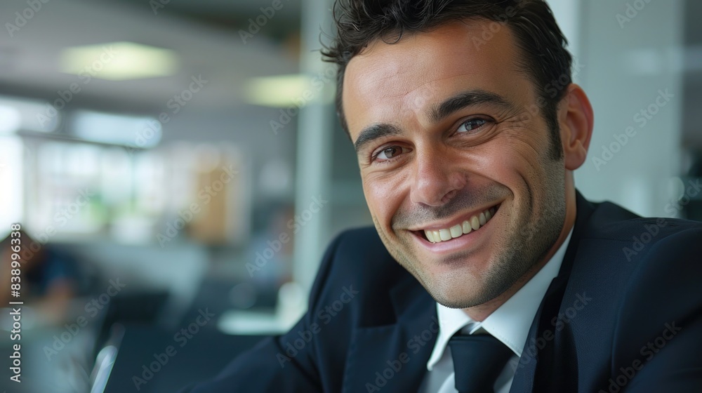 Man In Office. Portrait of a Successful Businessman Smiling Happily in the Office Man In Office. Portrait of a Successful Businessman Smiling Happily in the Office