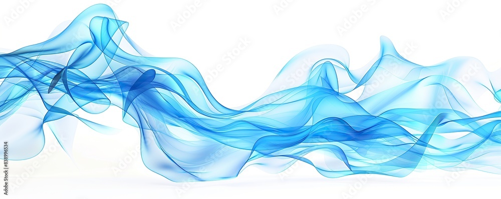 Vibrant azure wave abstract design, bright and airy, isolated on a white backdrop Vibrant azure wave abstract design, bright and airy, isolated on a white backdrop