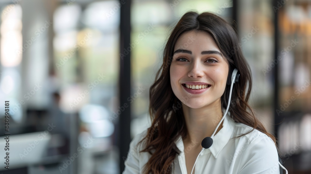 The smiling customer service representative The smiling customer service representative
