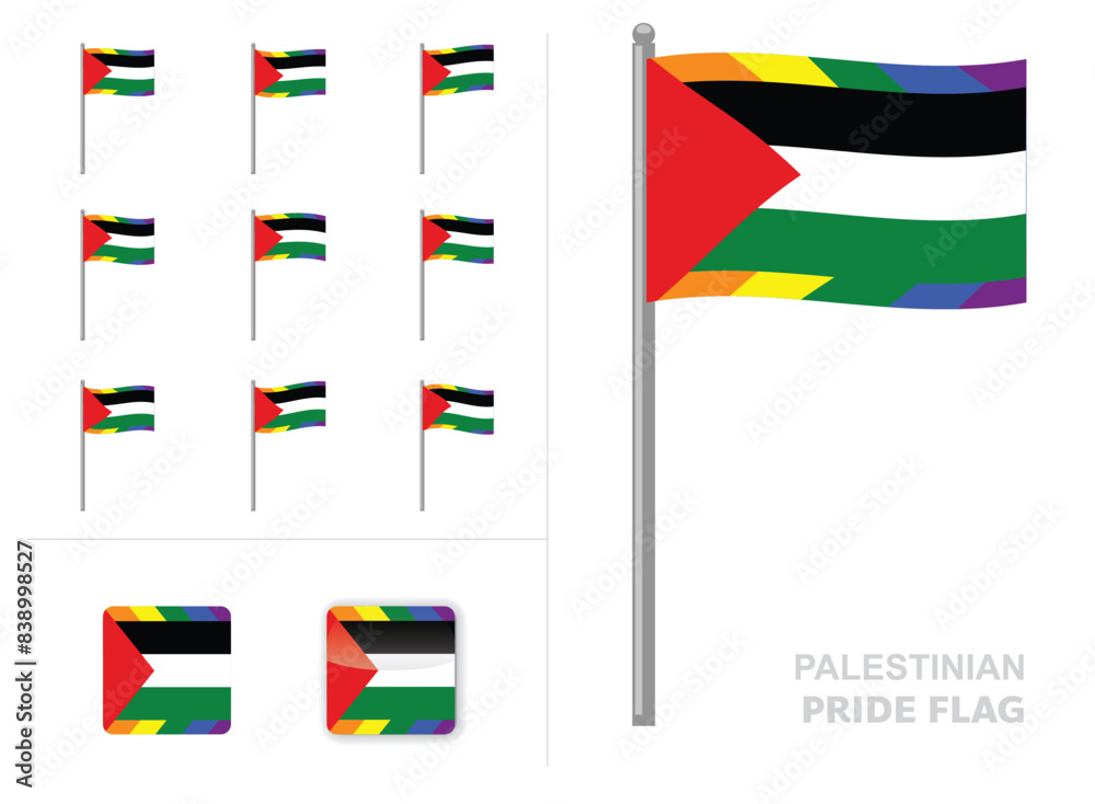 Palestinian Pride Flag Waving Animation App Icon Vector Palestinian Pride Flag Waving Animation App Icon Vector