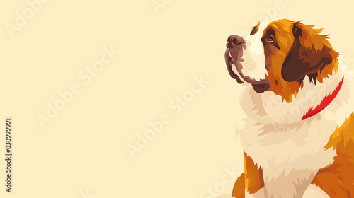 Captivating Minimalist Digital Art Featuring a Cheerful Saint Bernard