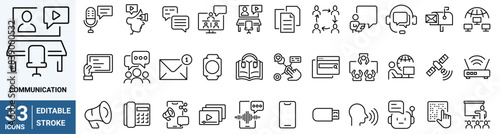 Communication web line icons. promotion. Containing discussion, speech bubble, talking, consultation Editable stroke.