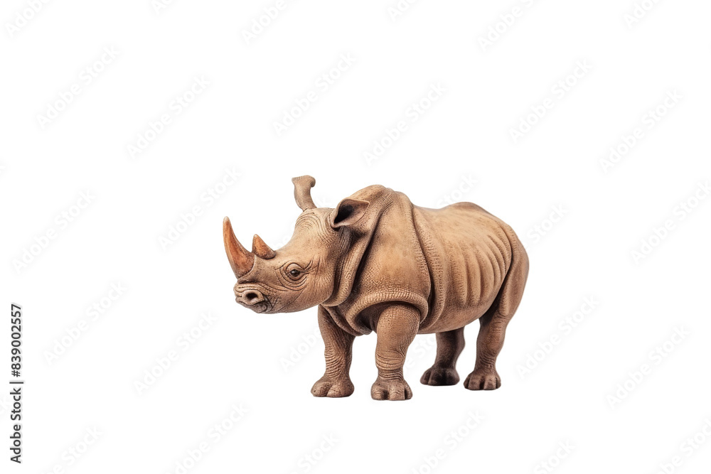 Fototapeta premium The Majestic Miniature Rhino on a White or Clear Surface PNG Transparent Background..