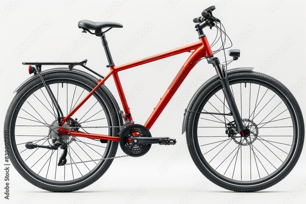 Red sport bicycle isolated on a clean white background. Minimalist design for active lifestyle. Red sport bicycle isolated on a clean white background. Minimalist design for active lifestyle.