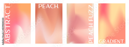 Peach gradient background set with abstract wave. Nude, peach and apricot gradient soft poster. Warm fuzz bg for wallpaper. Vector illustration