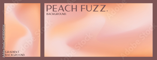 Peach gradient background set with abstract wave. Nude, peach and apricot gradient soft poster. Warm fuzz bg for wallpaper. Vector illustration