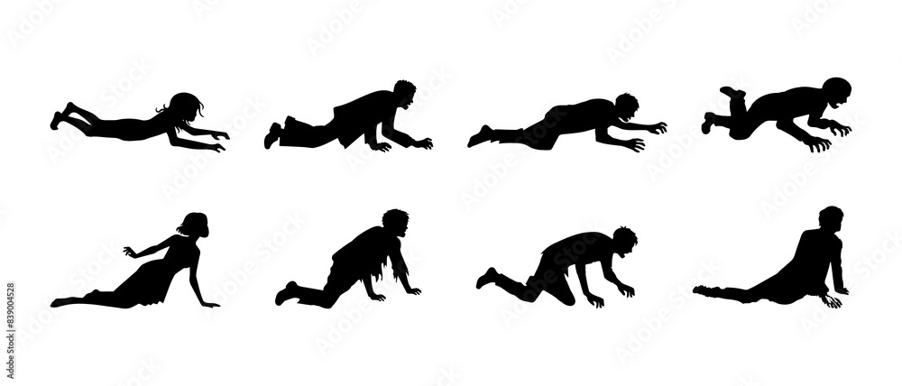 Witch, vampire, demon, creepy and spooky elements. Zombie silhouette black filled vector Illustration icon. Collection of halloween silhouettes decorations icon and character. Witch, vampire, demon, creepy and spooky elements. Zombie silhouette black filled vector Illustration icon. Collection of halloween silhouettes decorations icon and character.