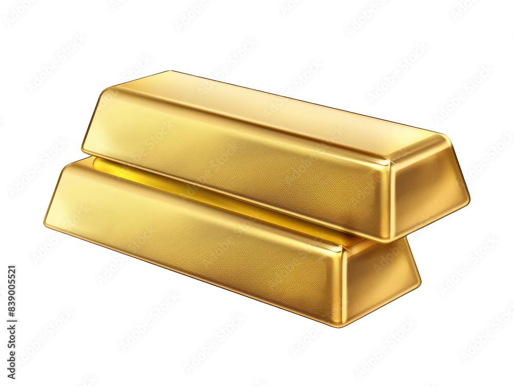 Two shiny gold bars stacked together isolated on white background. transparent background. Two shiny gold bars stacked together isolated on white background. transparent background.