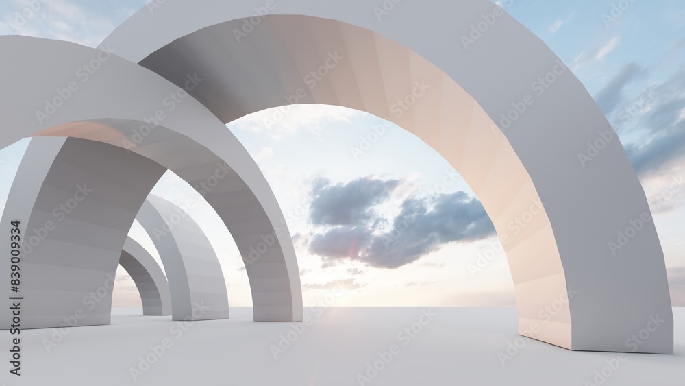 Fototapeta premium Abstract architecture background arched interior 3d render