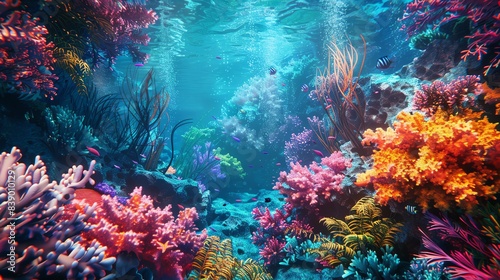 Underwater world full of vibrant coral and exotic fish. © Pakim