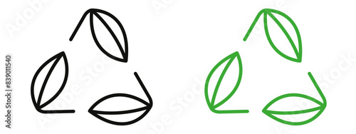 Leaves eco recycle icon mark in filled style