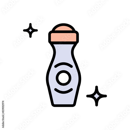 Under eye roller serum with roller balls for dark circles and puffiness. Simple color icon. Under eye cream roller massage ball for fine lines and wrinkles. Vector isolated flat drawing.