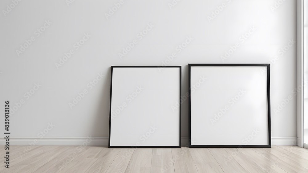 Poster mockup standing on the floor, 3d render. Poster mockup standing on the floor, 3d render.