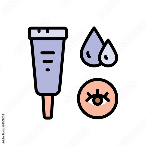 Under eye serum for dark circles and puffiness. Simple color icon. Eye cream for fine lines and wrinkles. Vector isolated flat drawing.