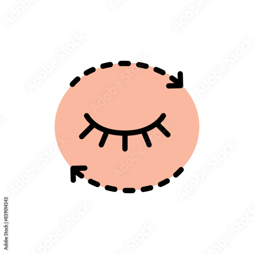 Moisturizing skin around the eyes color icon. Skin care. Cosmetic procedure. Woman applying eye cream flat icon. Pictogram for web page, mobile app. UI UX GUI design element.