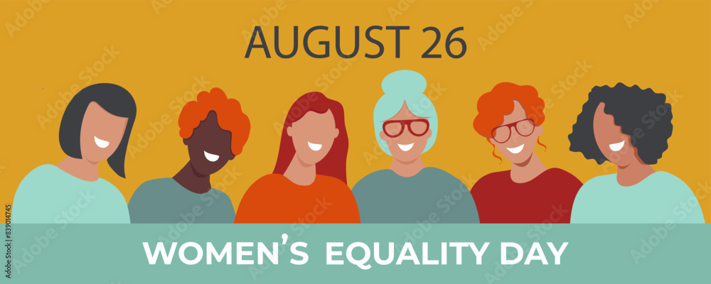 Fototapeta premium Women's Equality Day in United States is celebrated on august 26.Vector illustration of banner, background, poster, greeting card, web banner