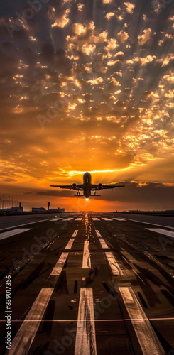 Tourism and airplanes on the runway, generative ai
