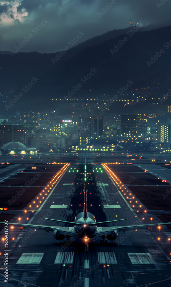 Obraz premium Tourism and airplanes on the runway, generative ai