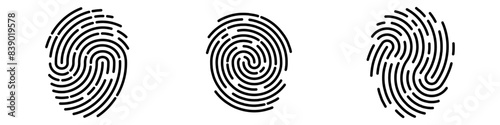 Set of vector fingerprints of different types. Personal identification. Fingerprints in black on an isolated background. Stock illustration EPS 10