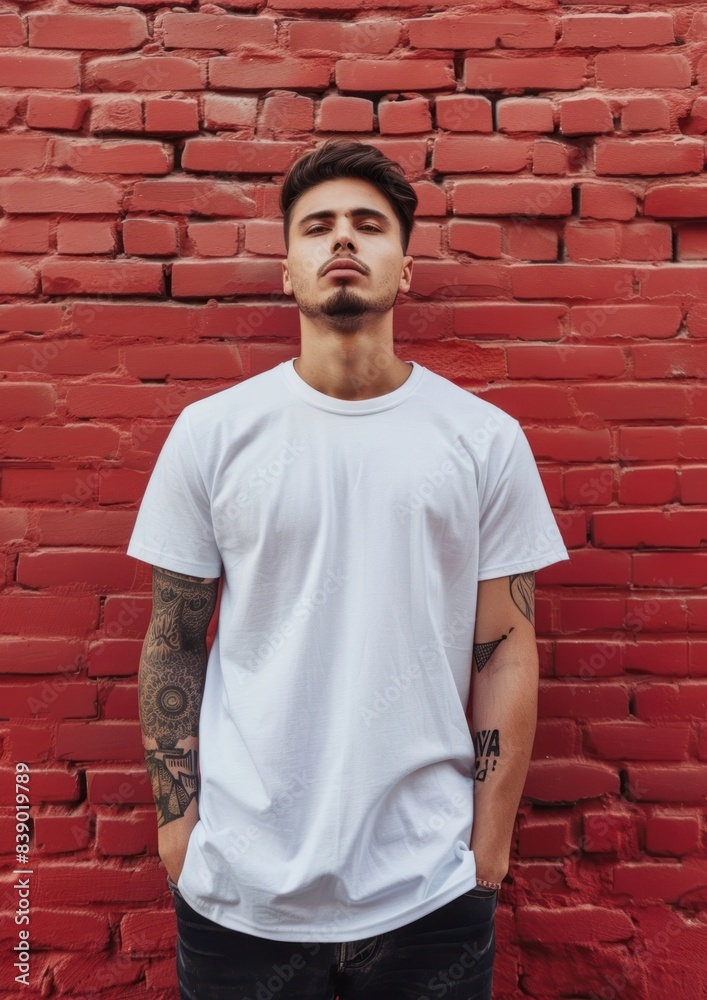 Brazilian man tshirt mockup clothing apparel.