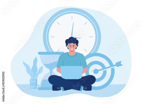 a man completes his task with a deadline concept  flat illustration