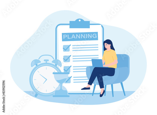 woman planning a business concept  flat illustration