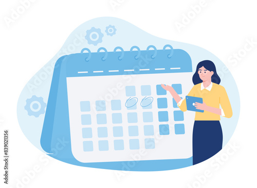 woman circling the calendar  concept  flat illustration