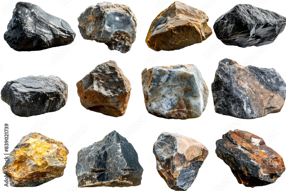 Collection of kinds of stone isolated on transparent background Collection of kinds of stone isolated on transparent background