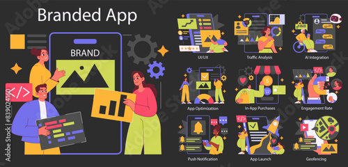 Branded App. Flat Vector Illustration