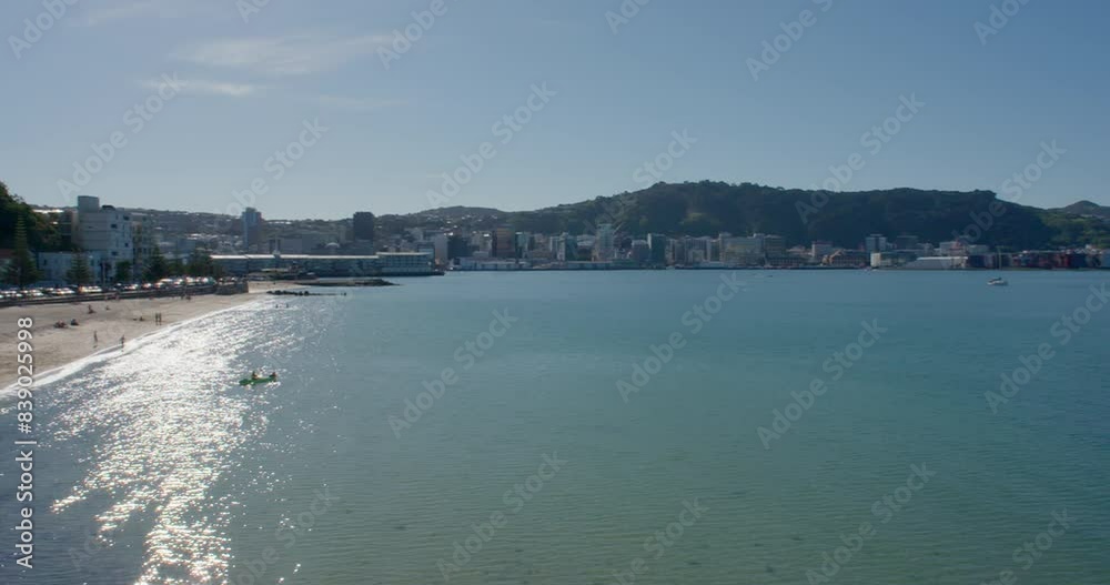 Wide shot of Oriental Bay beach in the Wellington, New Zealand. Wide shot of Oriental Bay beach in the Wellington, New Zealand.