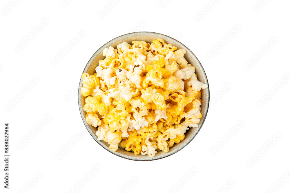 Delicious popcorn isolated on white background. Cinema and entertainment concept. Movie night with popcorn. Cheese and caramel popcorn. Delicious appetizer, snack. Banner Delicious popcorn isolated on white background. Cinema and entertainment concept. Movie night with popcorn. Cheese and caramel popcorn. Delicious appetizer, snack. Banner