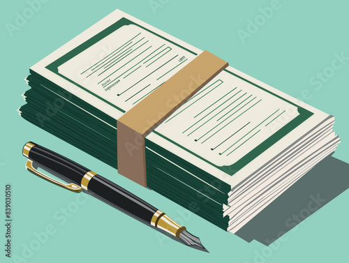 Job Fair Success: A stack of cash awaits you for signing this generous contract with illustrated vibrant characters.