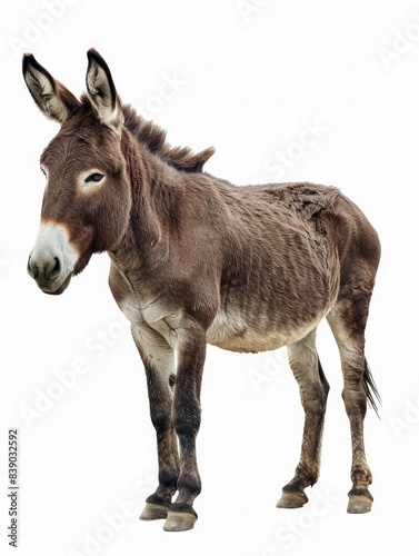 A side view of donkey standing on white background © MEHDI