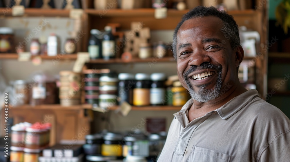 A small business owner smiles proudly as they display a newly arrived shipment of goods, ready to stock their shelves and offer their customers a wide selection of products. The excitement and energy A small business owner smiles proudly as they display a newly arrived shipment of goods, ready to stock their shelves and offer their customers a wide selection of products. The excitement and energy