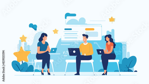 Social feedback, opinion or business advice, employee discussion, debate or customer comment, social media positive and negative feedback, people giving opinion with thumb up, vector illustration