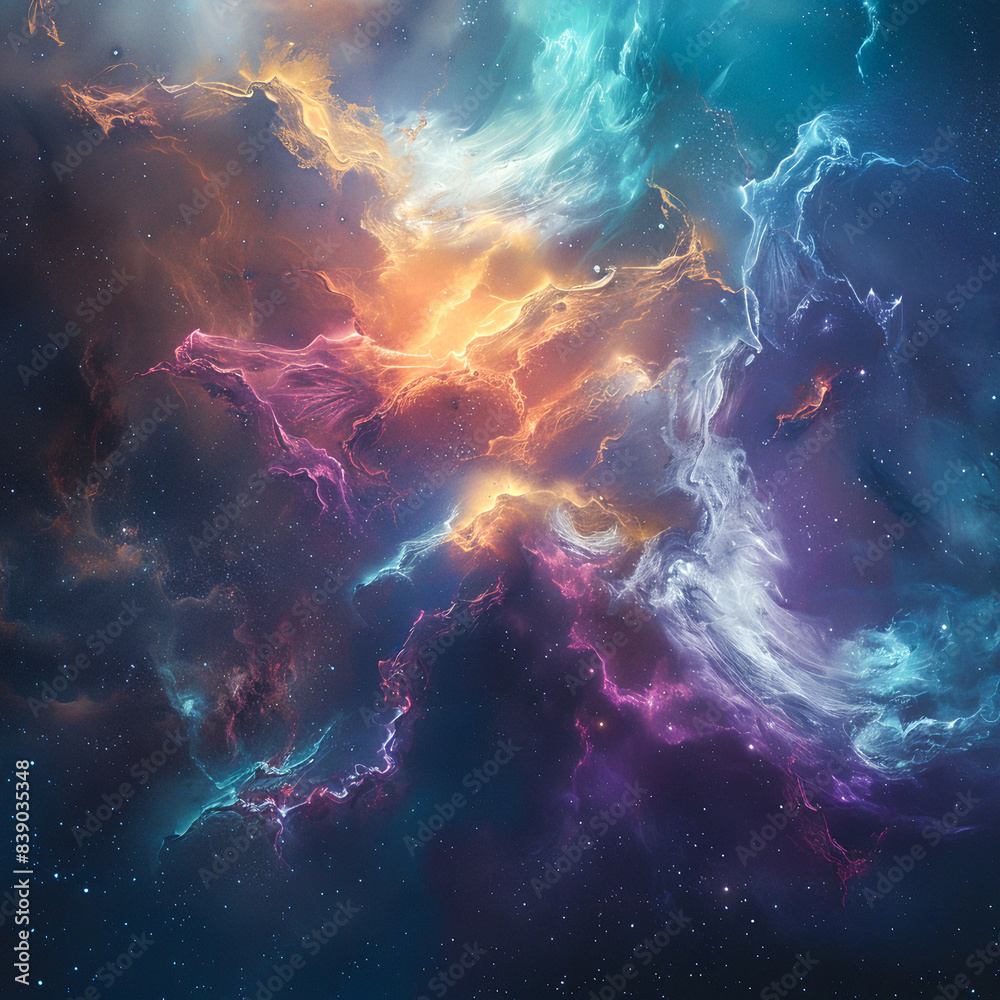 Fototapeta premium Abstract digital art inspired by cosmic wonders, featuring a vibrant palette of nebula hue