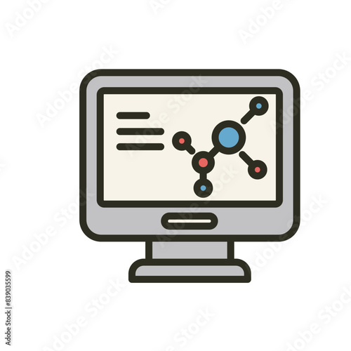 Computer science outline filled color icon. Vector illustration image